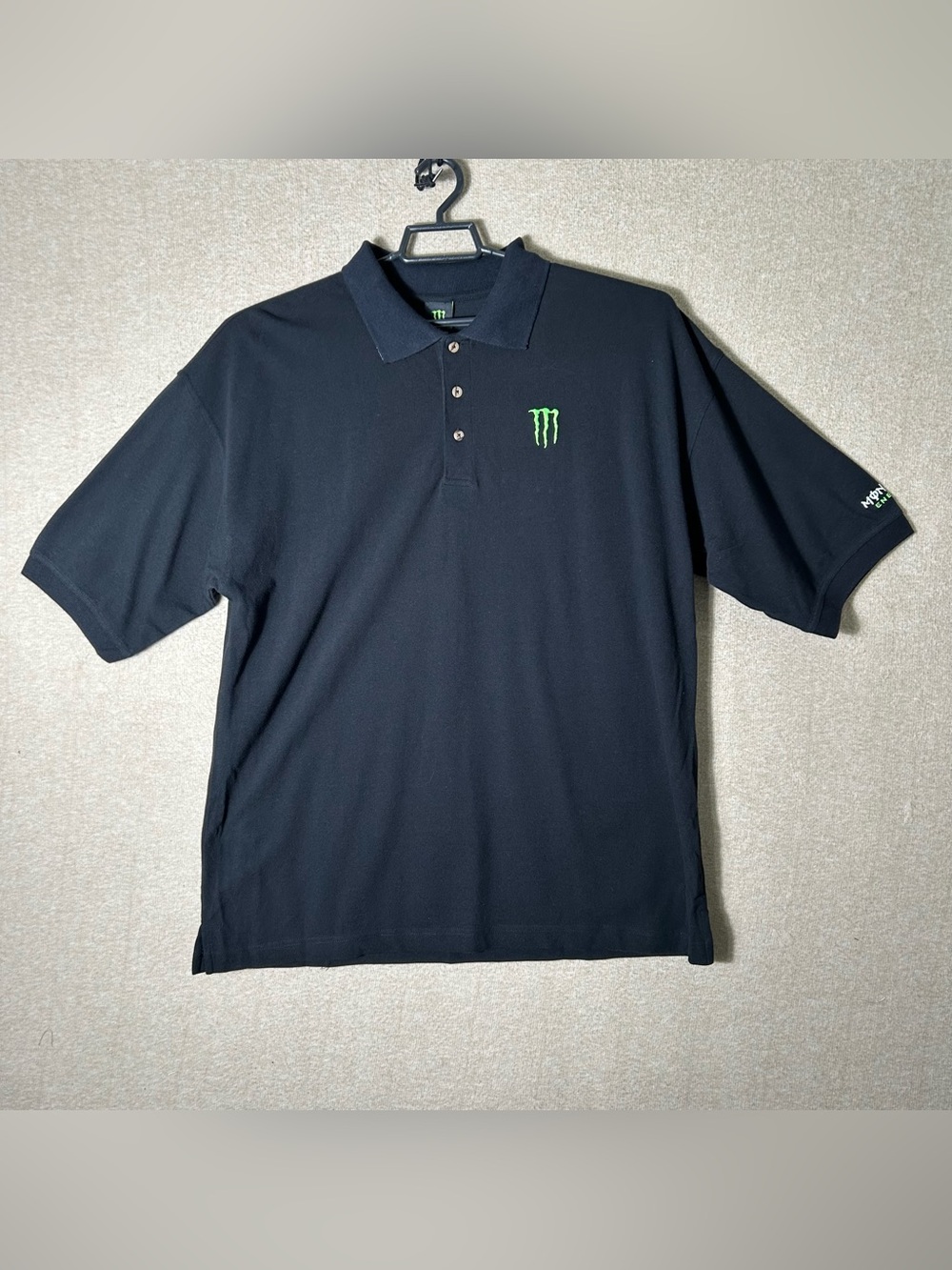 Monster Energy Polo Shirt Mens Adult XL Black Embroidered Logo Work Y2K Athletic